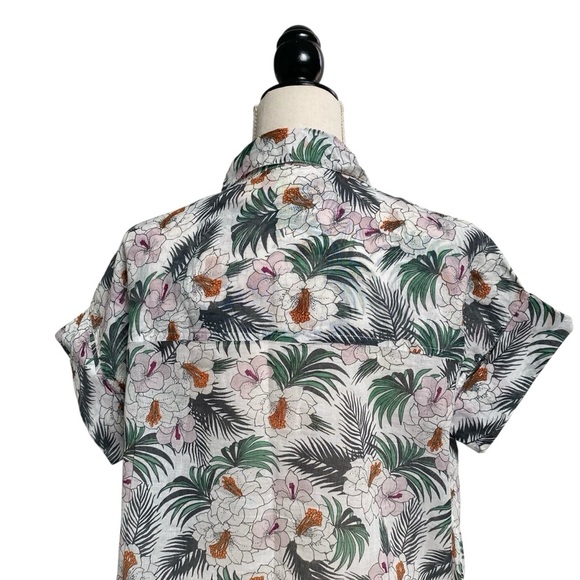 Surf Bazaar Floral Tropical Cotton Buttondown Shirt XS/S Relaxed Fit Beach Cover - Picture 9 of 12